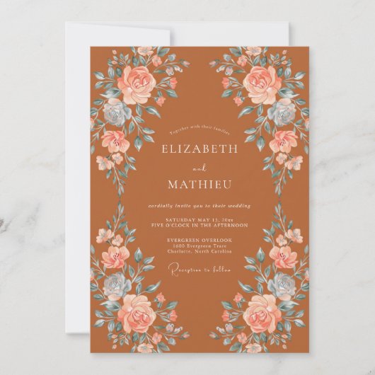 Invitation Mariage à la Fleur de Terracotta (Devant)