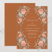 Invitation Mariage à la Fleur de Terracotta (Devant / Derrière)
