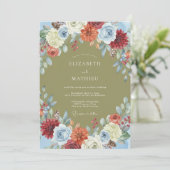Invitation Mariage à la Fleur de Terracotta Olive (Debout devant)
