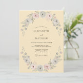 Invitation Mariage à la Fleur Douce Jaune Pâle (Debout devant)