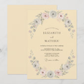 Invitation Mariage à la Fleur Douce Jaune Pâle (Devant / Derrière)