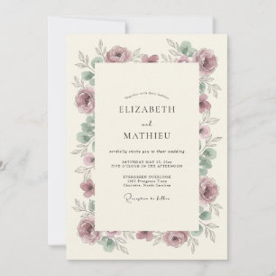 Invitation Mariage à la Fleur Mauve Flourissante