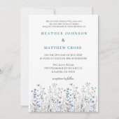 Invitation Mariage à la Fleur Sauvage Bleue (Devant)