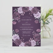 Invitation Mariage à la Fleur Violette Profonde (Debout devant)