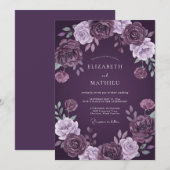 Invitation Mariage à la Fleur Violette Profonde (Devant / Derrière)