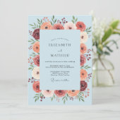 Invitation Mariage à la Fleuraison Bleue Clair (Debout devant)