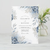 Invitation Mariage à la Floraison Bleu Ardoise (Debout devant)