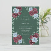 Invitation Mariage à la Floraison Bleue et Bourguignonne (Debout devant)