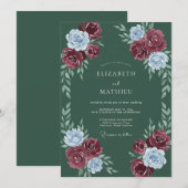 Invitation Mariage à la Floraison Bleue et Bourguignonne (Devant / Derrière)
