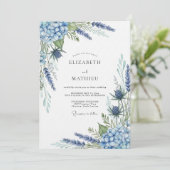 Invitation Mariage à la Floraison Bleue Poussiéreuse (Debout devant)