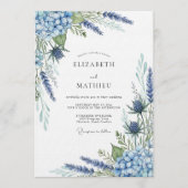 Invitation Mariage à la Floraison Bleue Poussiéreuse (Devant)