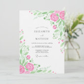 Invitation Mariage à la Floraison Botanique Rose (Debout devant)