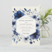 Invitation Mariage à la floraison d'aquarelle marine (Debout devant)