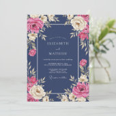 Invitation Mariage à la floraison de fuchsia de minuit (Debout devant)