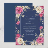 Invitation Mariage à la floraison de fuchsia de minuit (Devant / Derrière)