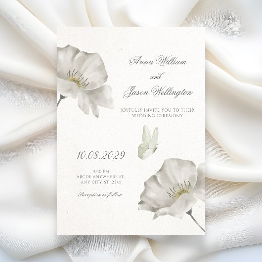Invitation Mariage à la floraison florale blanche