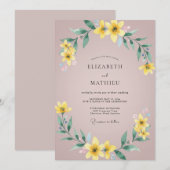 Invitation Mariage à la Floraison Florale Jaune (Devant / Derrière)