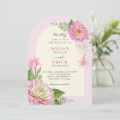 Invitation Mariage à la floraison florale rose (Debout devant)