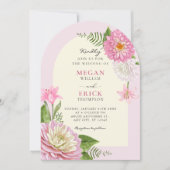 Invitation Mariage à la floraison florale rose (Devant)