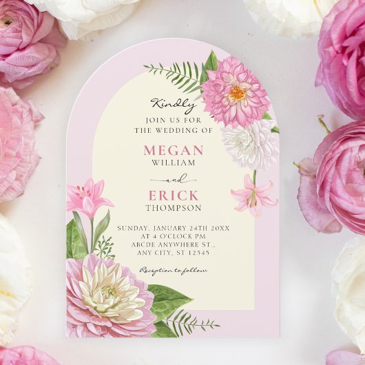 Invitation Mariage à la floraison florale rose