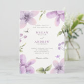 Invitation Mariage à la floraison florale violette (Debout devant)