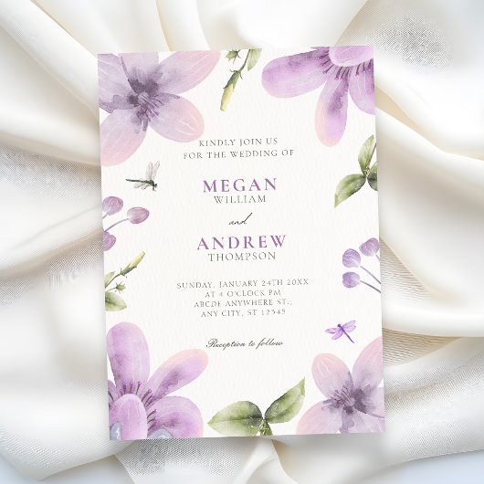Invitation Mariage à la floraison florale violette