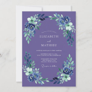 Invitation Mariage à la Floraison Impressionniste Indigo
