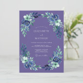 Invitation Mariage à la Floraison Impressionniste Indigo (Debout devant)