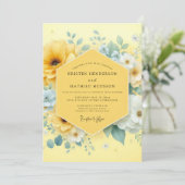 Invitation Mariage à la Floraison Jaune Doré (Debout devant)