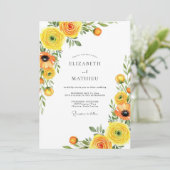 Invitation Mariage à la Floraison Jaune Romantique (Debout devant)