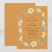 Invitation Mariage à la Floraison Ocre (Devant / Derrière)