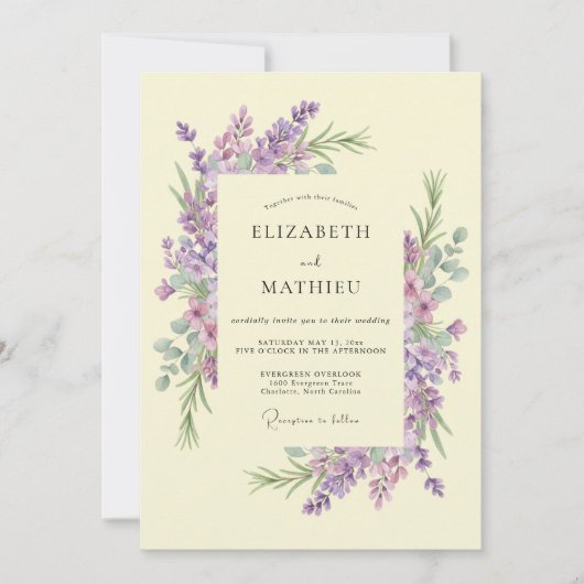 Invitation Mariage à la Floraison Pourpre (Devant)