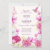 Invitation Mariage à la floraison rose (Devant)