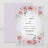 Invitation Mariage à la Floraison Rose Pâle (Devant / Derrière)