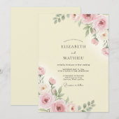 Invitation Mariage à la Floraison Rose Tendre (Devant / Derrière)