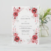 Invitation Mariage à la Floraison Rouge Profonde (Debout devant)