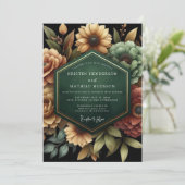 Invitation Mariage à la Flore Dorée Émeraude (Debout devant)