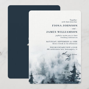 Invitation Mariage à la forêt de style aquarelle avec hibou