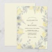Invitation Mariage à la Fougère Argentée Citron (Devant / Derrière)