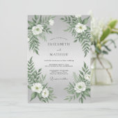 Invitation Mariage à la Fougère Blanche Argentée (Debout devant)