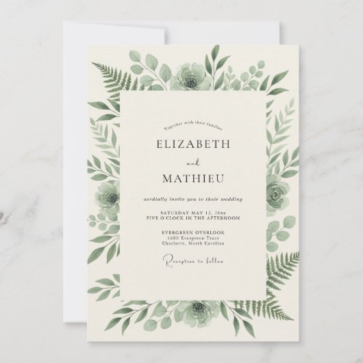 Invitation Mariage à la Fougère de Mousse (Devant)