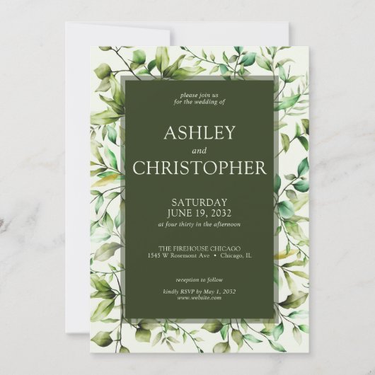 Invitation Mariage à la frontière florale rustique classique (Devant)