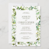 Invitation Mariage à la frontière florale rustique classique (Devant)