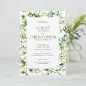 Invitation Mariage à la frontière florale rustique classique (Debout devant)