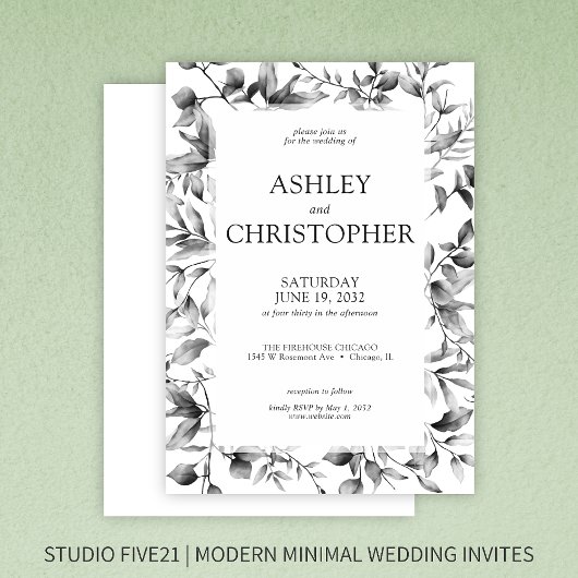 Invitation Mariage à la frontière florale rustique classique