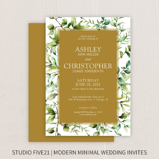 Invitation Mariage à la frontière florale rustique classique