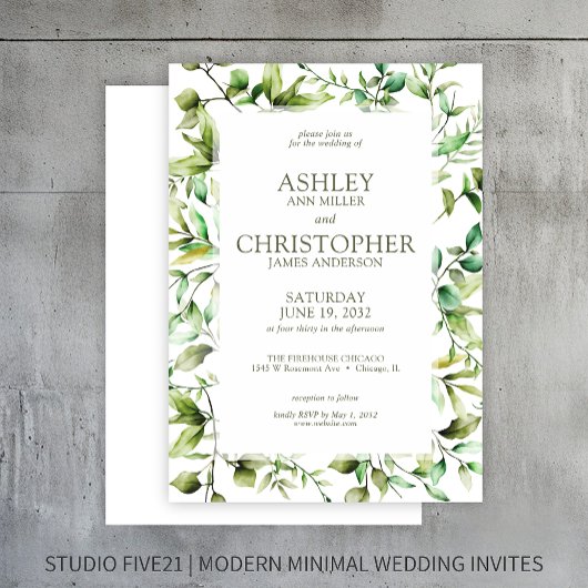 Invitation Mariage à la frontière florale rustique classique