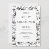 Invitation Mariage à la frontière florale rustique classique (Devant)