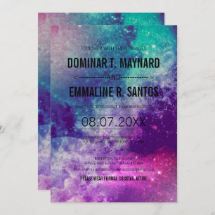 Invitation Mariage à la fumée de galaxie