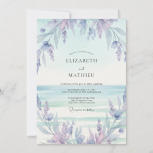 Invitation Mariage à la glycine lilas sourdine menthe
